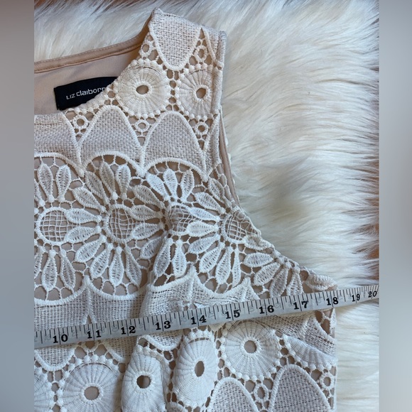 Liz Claiborne Sleeveless Ivory Lace Overlay Dress Size 10 - Picture 7 of 7